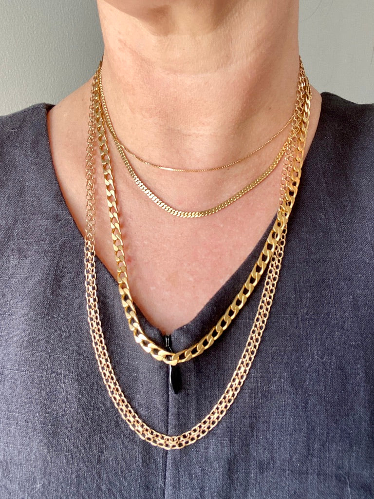 Long 18k gold vintage necklace - Slinky x-link by Tore Clareus - 24 inch  length