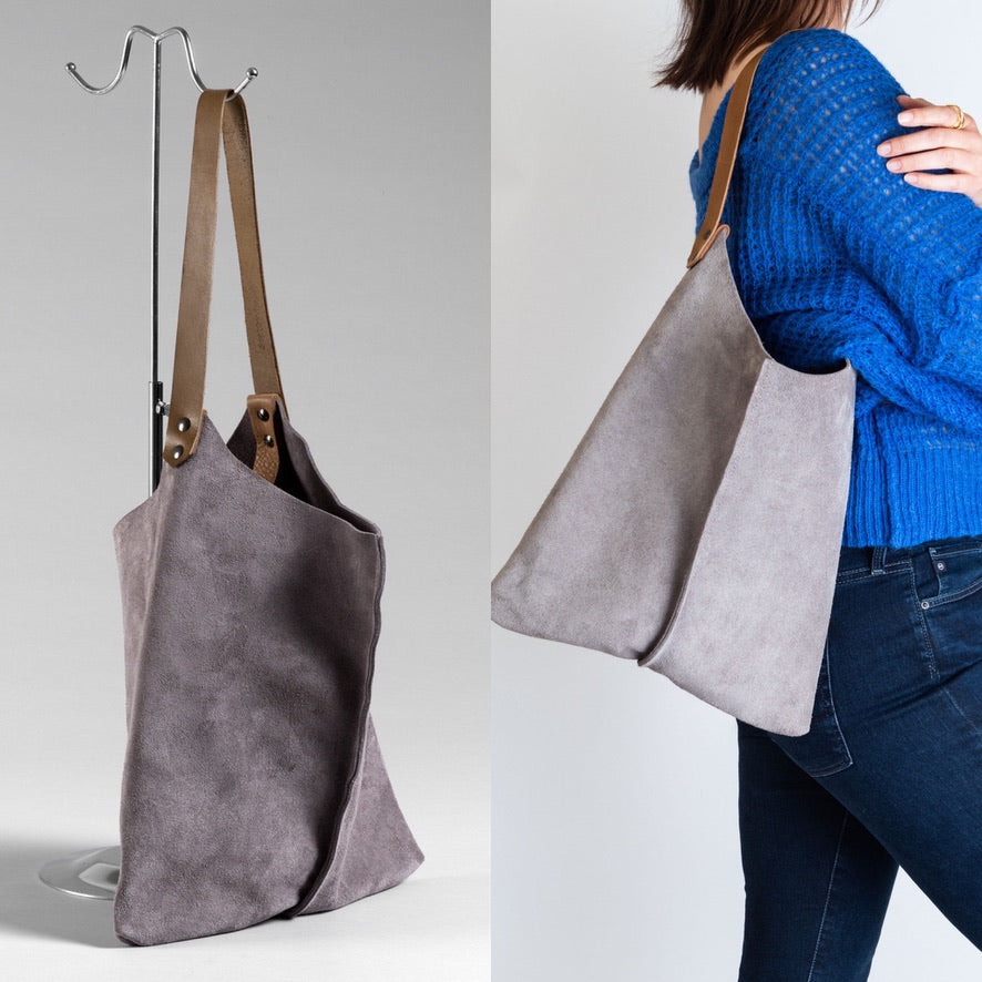 Gray suede bag sale