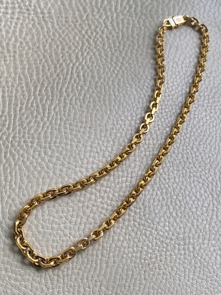 WEIGHTY!! 18k Gold Chunky Biker Chain Necklace - By Classic Italian Maker Balestra - 20 inch length