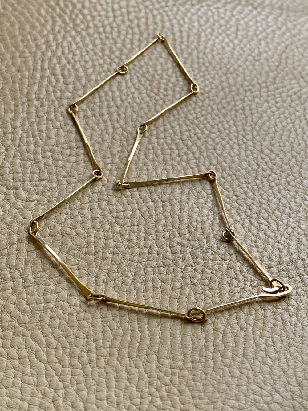 Half-twist gold bar link necklace - 14k gold - 20 inch length