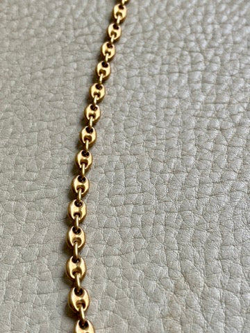 18k Gold Vintage Italian Puffy Mariner Link Chain Necklace - 18.1 inch length