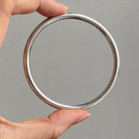 Heavy Round Solid Bangle - Solid Sterling Silver - 7.8 inch interior circumference