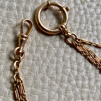 18k Gold Triple Strand Bracelet or Necklace extender with Triangle Charm and Large Bolt Clasp- 8 inch length