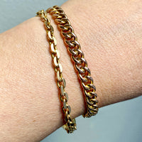 Italian Midcentury Vintage 18k gold biker link bracelet 4mm width - 7.4 inch length