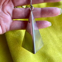 1969 Vintage Sterling Silver Studio Piece - Large Pyramid Pendant on Long Handmade Bar Link Chain Necklace