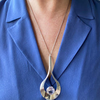 1974 Sterling Silver Droplet Pendant by Stigbert for Waldemar Johnson Atelier - 20 inch necklace