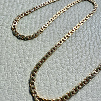 18k Gold Antique Virola Link Watch Chain Front Clasp Necklace - 15.6 inch length