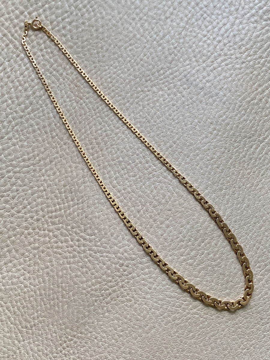 Early to Mid 20th Century era 18k gold Virola Link Necklace - Graduated width - 18.9 inch length