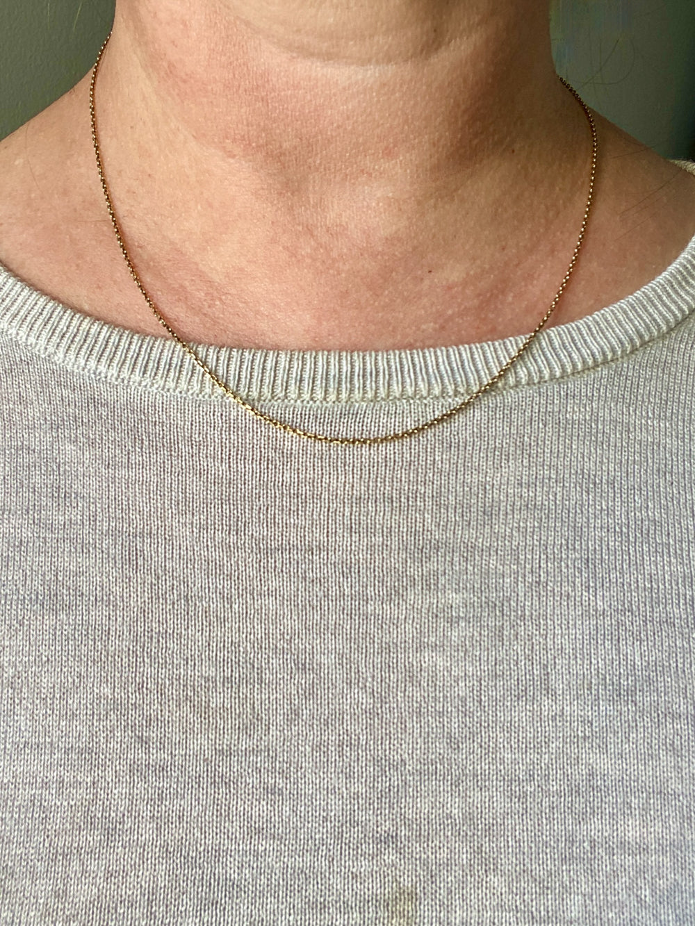 14k Gold Danish Vintage Slim Biker Link Chain Necklace - 18.25 inch length