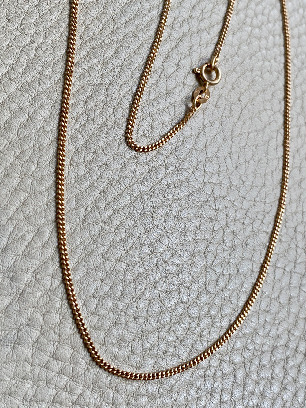 Swedish Vintage Curb Chain Necklace in 18k Gold - 19.8 inch length