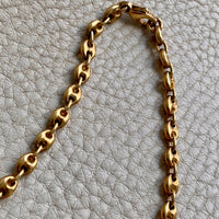 18k Gold Vintage Italian Puffy Mariner Link Chain Necklace - 18.1 inch length