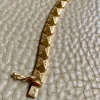 Chevron Pyramid Link Bracelet in 18k Gold - Vintage Italian - 7.5 inch length