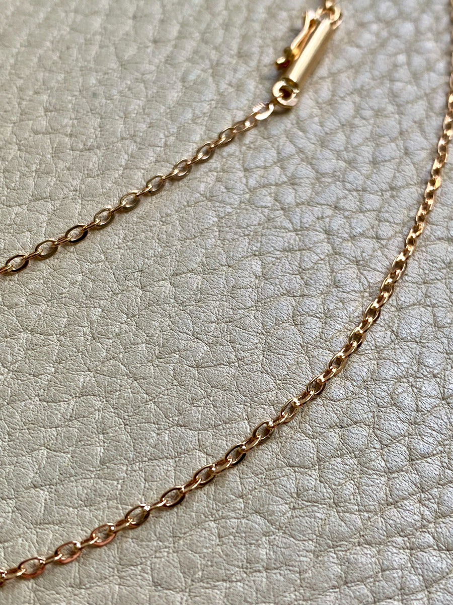 1907 Antique Cable Link Chain Necklace in 18k gold - tube clasp - 16.5 inch length