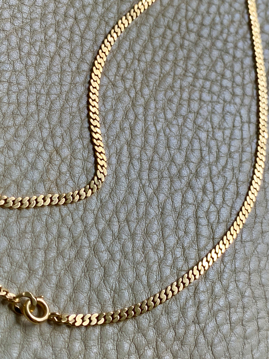 1929 Swedish Vintage Pressed Curb Link 18k Gold Necklace - 17 inch length