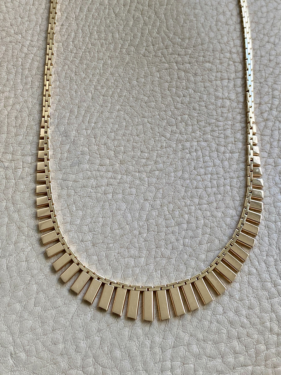 Dramatic SPARKLING! 14k gold cleopatra link necklace - 19.7 inch length