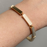 MAGNIFICENT!! 1970 - 9 sided Geometric Link Bracelet in 18k Yellow Gold by Forsman & Gardfors - 7.5 inch length