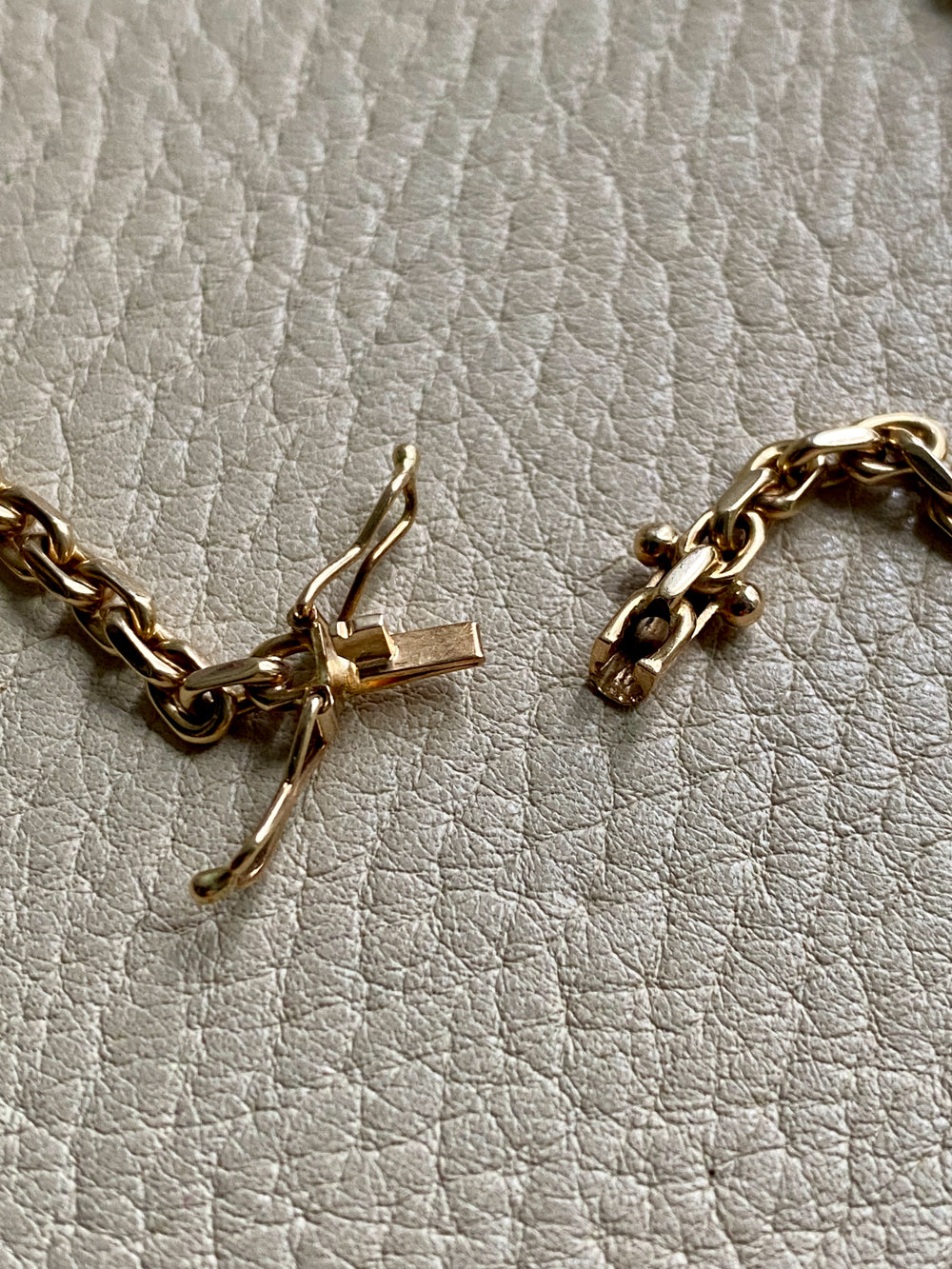 Vintage Danish Chunky Biker Link Chain Necklace in 14k Gold - 20 Inch length