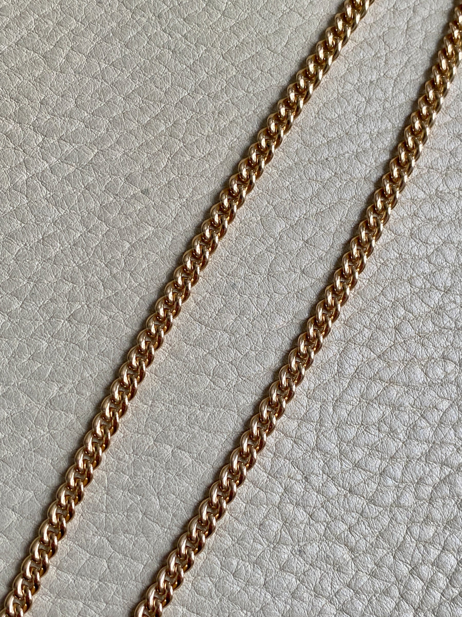 18k Gold Swedish Antique Round Curb Link Watch Chain Necklace - 17.5 inch length