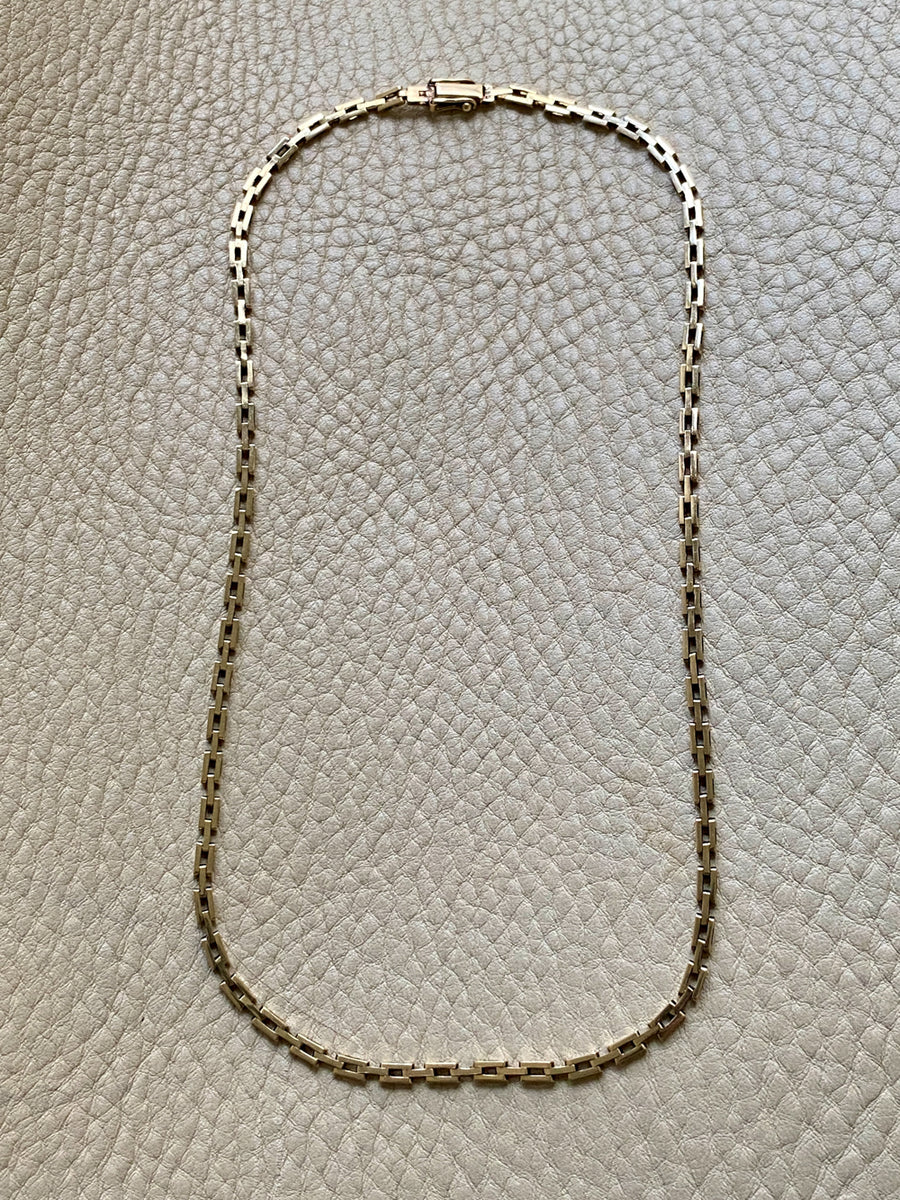 Sleek! Vintage Danish 14k Gold Link Necklace - 16.25 inch length