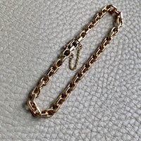 Early 1900s Era Biker Link Bracelet in 14k Gold by Bernhard Hertz - 7.5 inch length