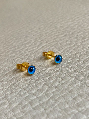 Vintage 18k Gold Evil Eye Stud Earrings