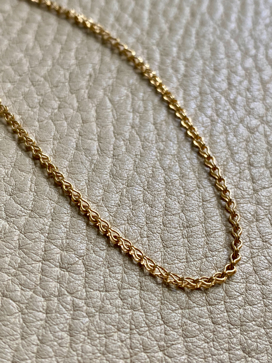 18k Gold Vintage Foxtail Link Necklace - 18.1 inch length