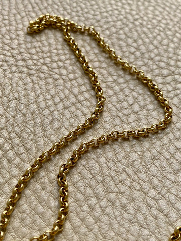 Excellent! Vintage Austrian Pea Link Chain Necklace in 18k Gold - 36 inch length