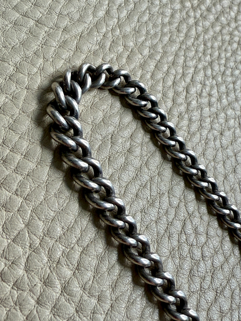 British Antique Sterling Silver Watch Chain with T-bar - choker necklace length -  15 inch overall length