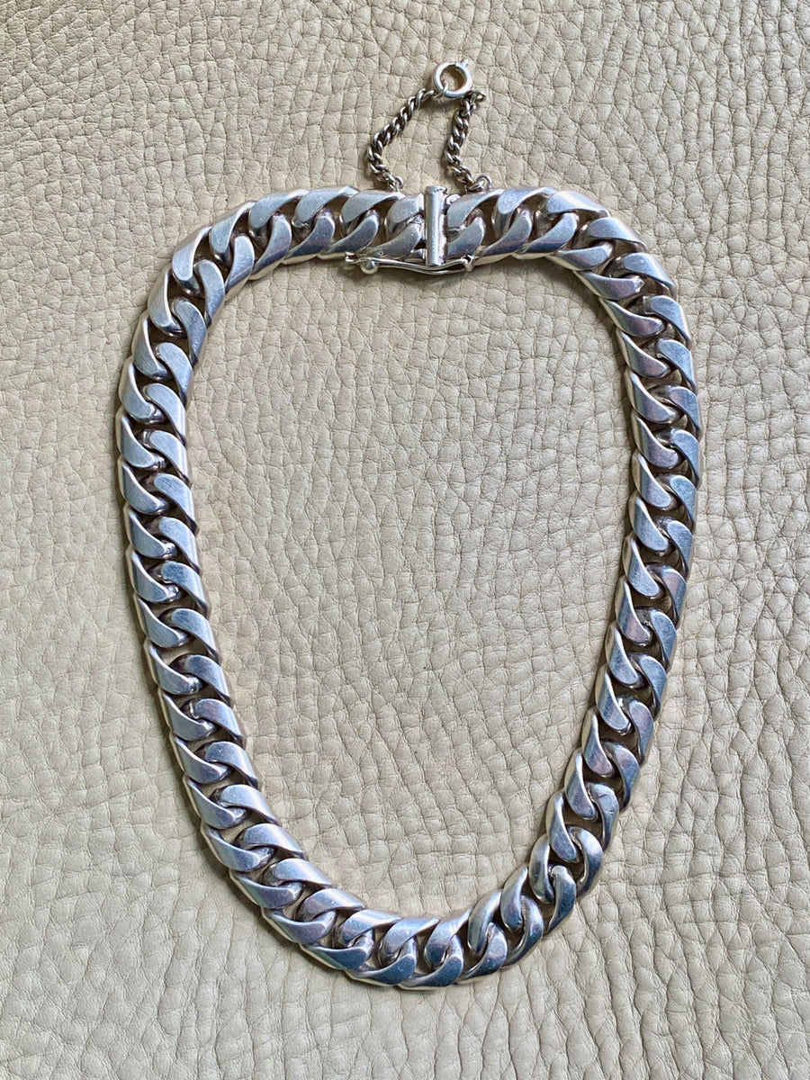 CHUNKY!! Sterling Silver Curb Chain Necklace - 15.75 inch length