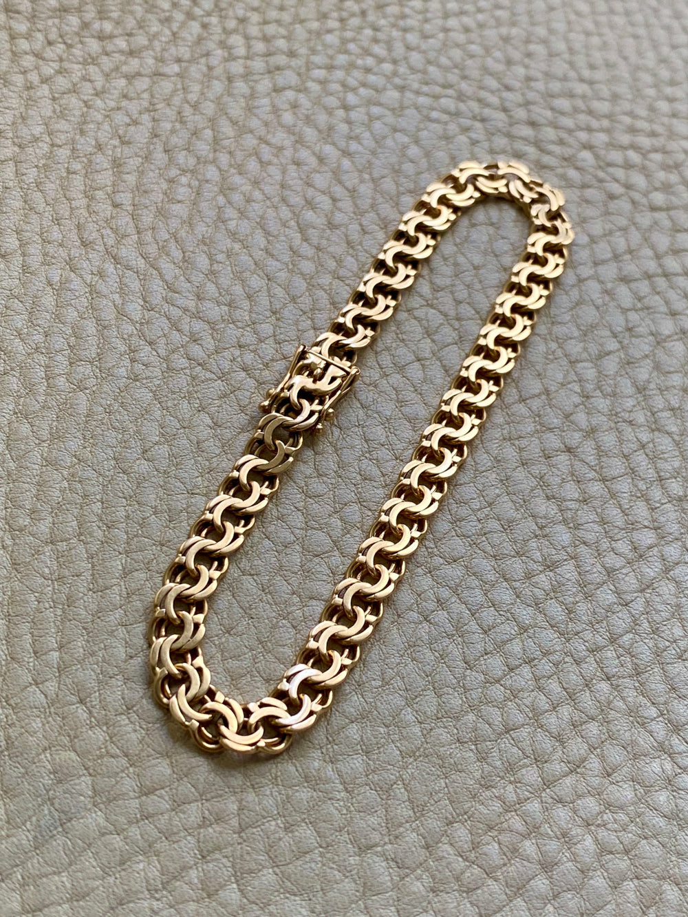 1954 Double link solid 18k gold bracelet by Rolf Miler- 7.6 inch length