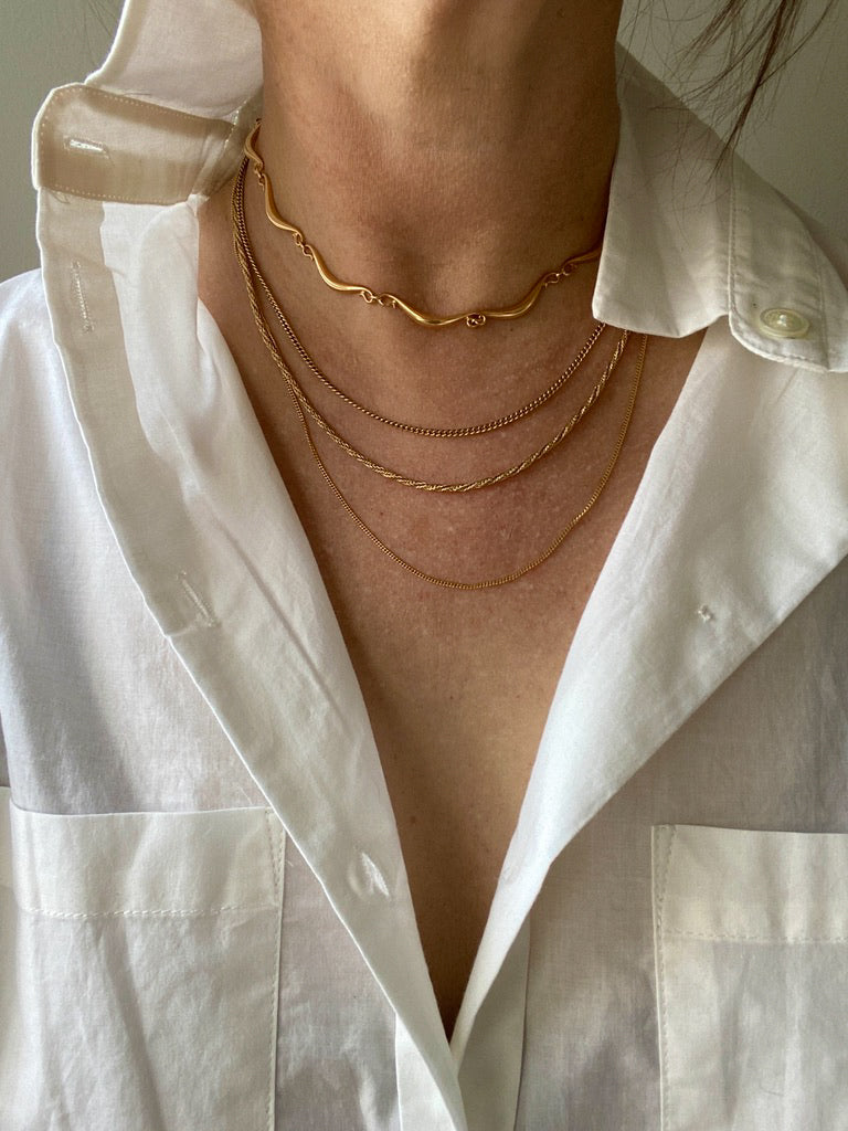 Vintage 18k gold curb link necklace - 20 inch length