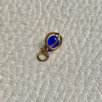 18k gold caged blue stone pendant or charm