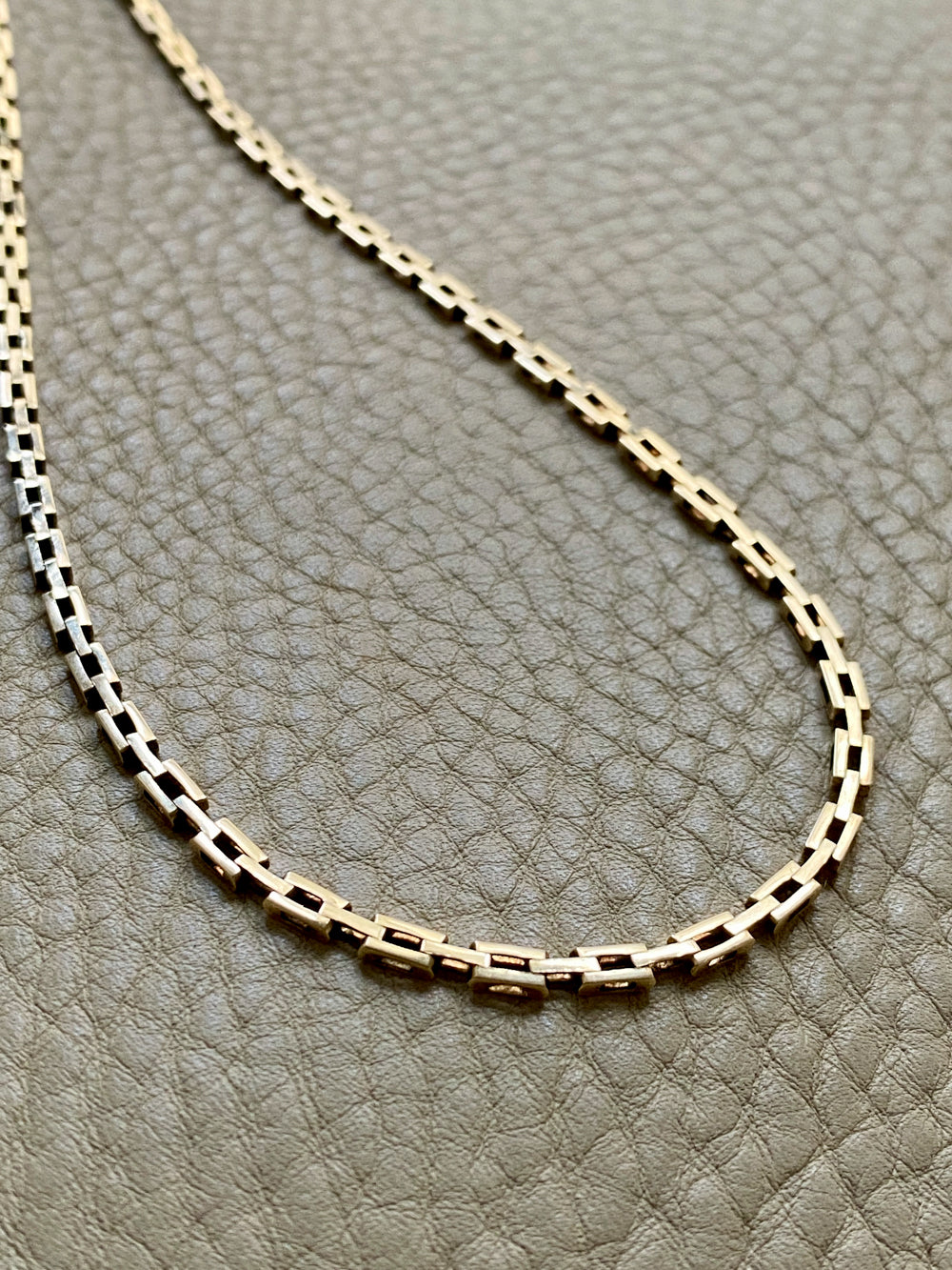 Sleek! Vintage Danish 14k Gold Link Necklace - 16.25 inch length