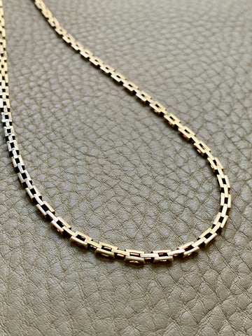 Sleek! Vintage Danish 14k Gold Link Necklace - 16.25 inch length