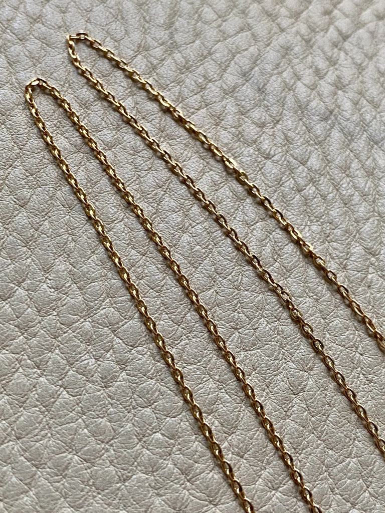 18k Gold Swedish Vintage Skinny Biker Link Chain Necklace - 17.3 inch length