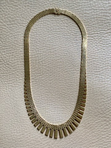 RADIANT! 14k Gold Cleopatra Link Necklace - Vintage Danish - 17 inch length