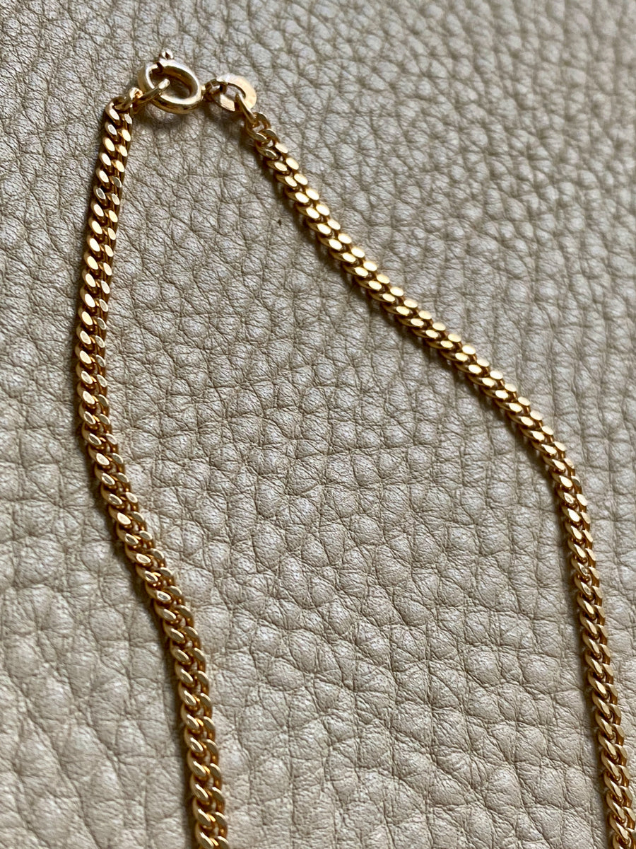 Vintage Swedish 18k gold curb link necklace - 16.25 inch length