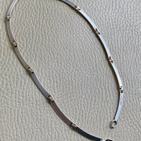 1985 ‘Labyrint’ necklace by Bjorn Weckstrom for Lapponia - Vintage Finnish long bar link choker necklace in sterling silver - 15 inch length