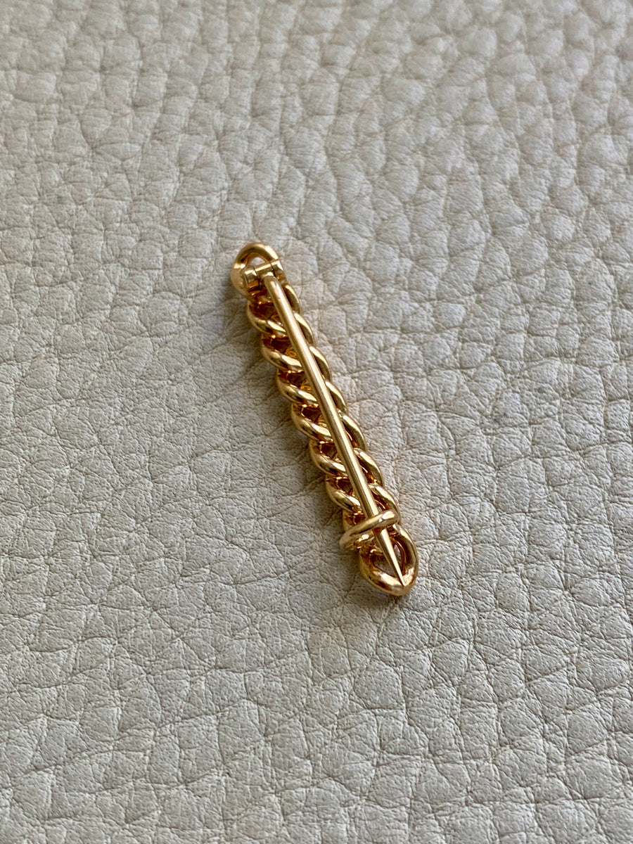 1915 Antique Chain Link Brooch Pin 18k Gold - 1.25 inch length