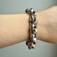 Chubby Antique Silver Rolo Link Bracelet - Circa 1900 - 6.5 inch interior circumference