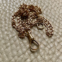 Double Link Necklace with Watch Chain Dog clip in 18k gold - 18 inch length