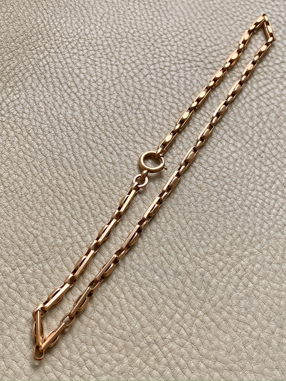 Antique Chunky Watch Chain in Rose Gold 14k - 17.3 inch length