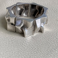 Brutalist Wide Organic Link Bracelet in Sterling Silver by Matti Hyvärinen for Sirokoru Oy - 7 inch length