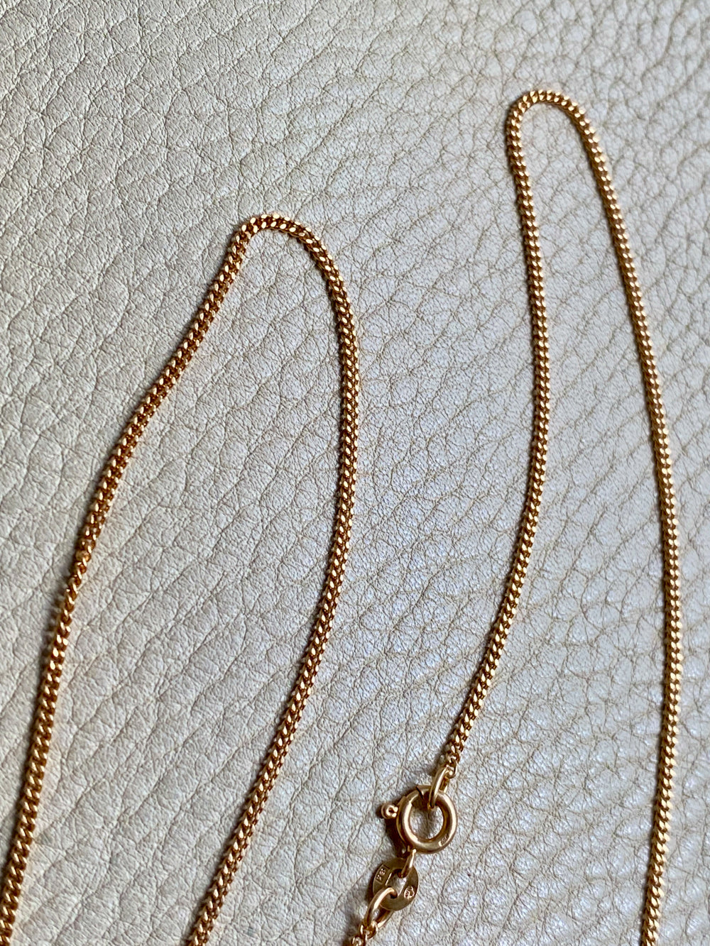 Swedish Vintage Curb Chain Necklace in 18k Gold - 19.8 inch length