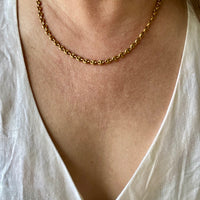 18k Gold Vintage Italian Puffy Mariner Link Chain Necklace - 18.1 inch length