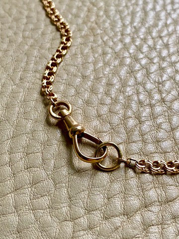 Double Link Necklace with Watch Chain Dog clip in 18k gold - 18 inch length