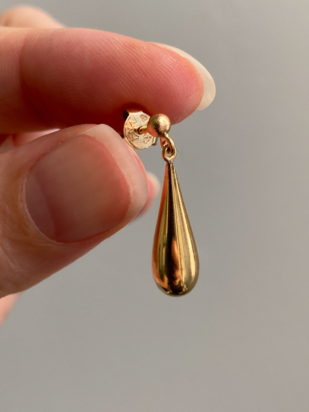 18k gold Droplet stud earrings - 1950s era Vintage Swedish