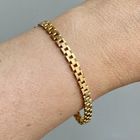 1949 Slinky 18k Gold Brick Link Bracelet - 7.5 inch length