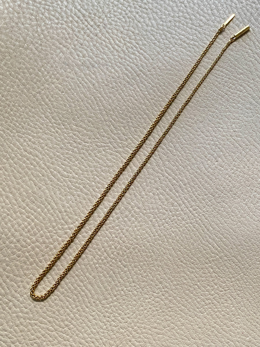 Antique Round Link Tubular Mesh Necklace - Solid 18k gold - 18 inch length