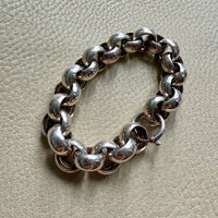 Chubby Antique Silver Rolo Link Bracelet - Circa 1900 - 6.5 inch interior circumference